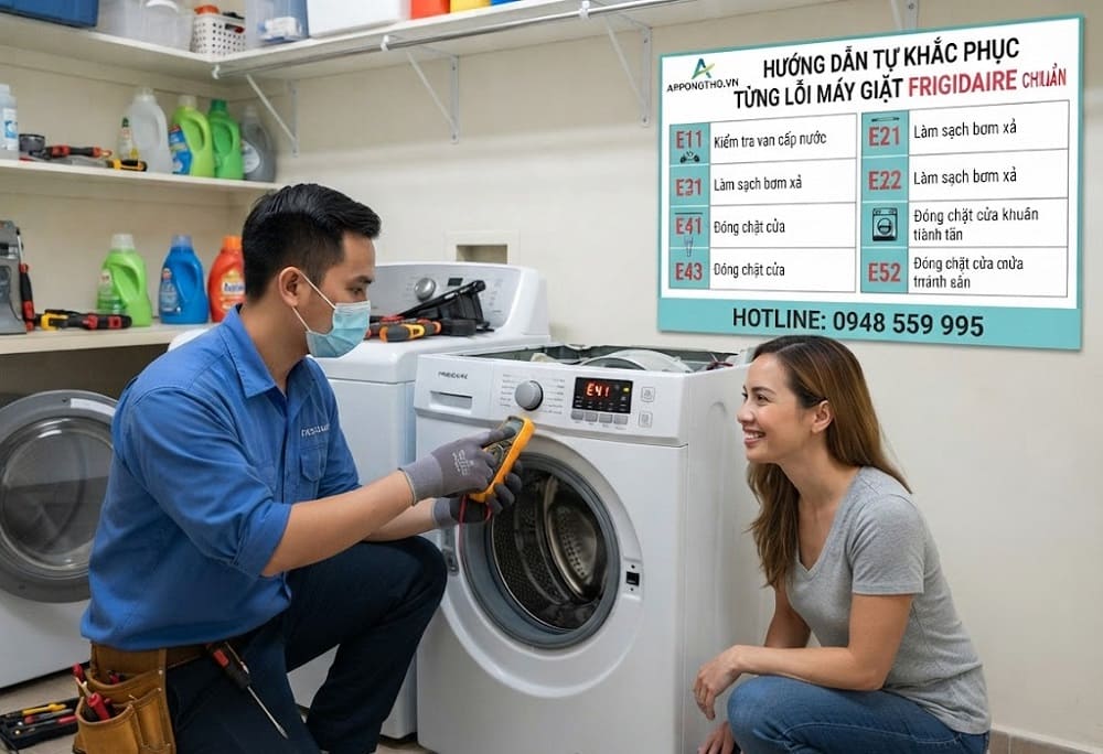 Bảng mã lỗi máy giặt Frigidaire đầy đủ