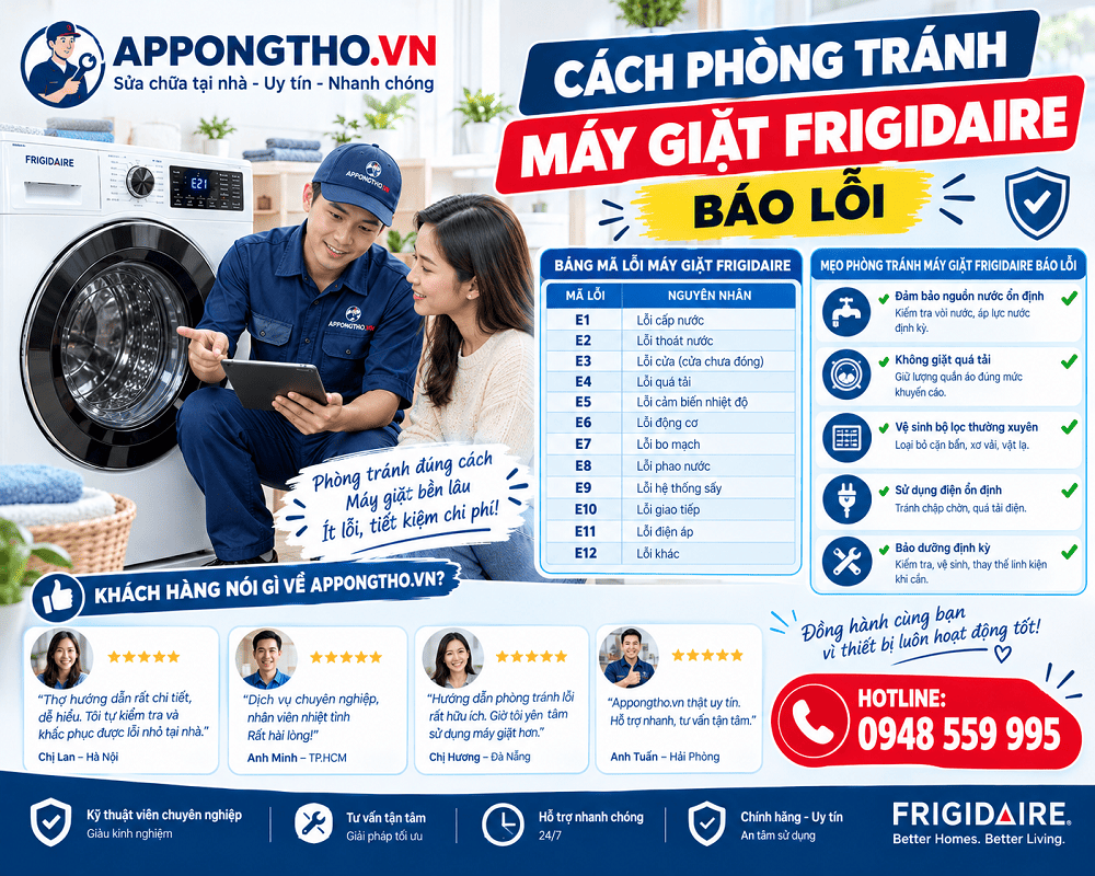 Cách phòng tránh máy giặt Frigidaire báo lỗi