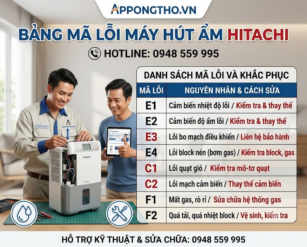 Cách kiểm tra khắc phục từng lỗi máy hút ẩm Hitachi an toàn