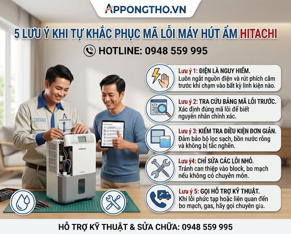 1. Máy hút ẩm Hitachi báo C1 – Lỗi màng lọc
