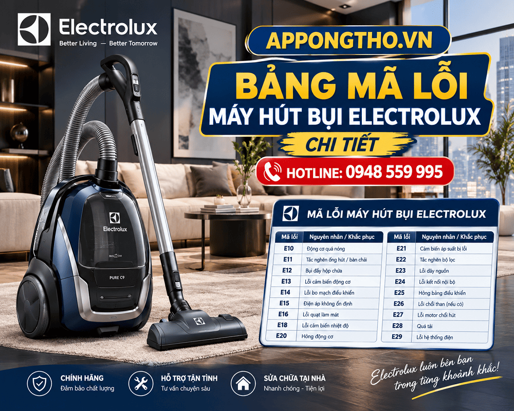 Dịch vụ sửa mã lỗi máy hút bụi Electrolux uy tín