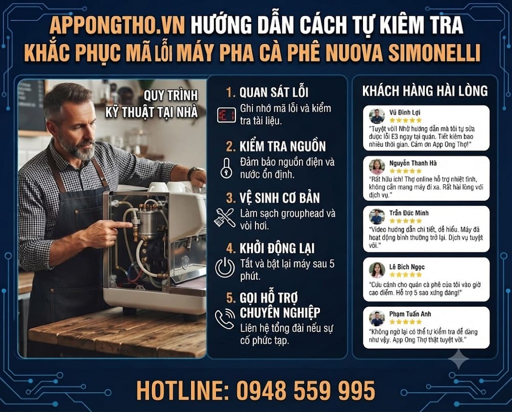 15. Cách phòng tránh máy pha cà phê Nuova Simonelli báo lỗi