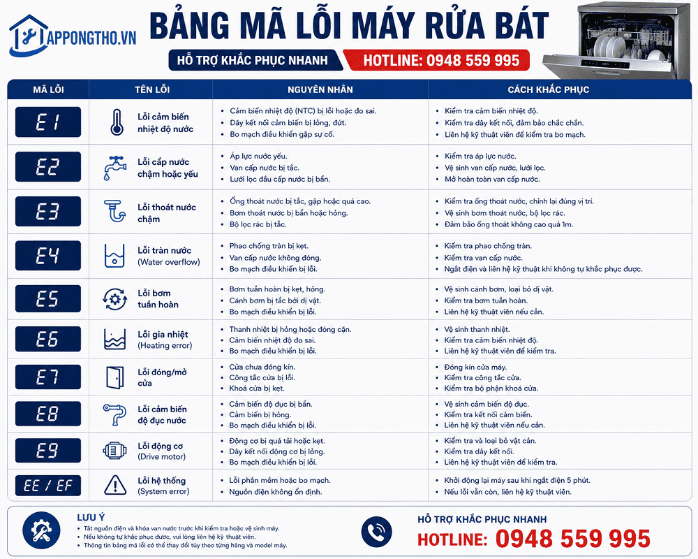 5. Máy rửa bát Bauknecht báo lỗi F5 – Tay phun