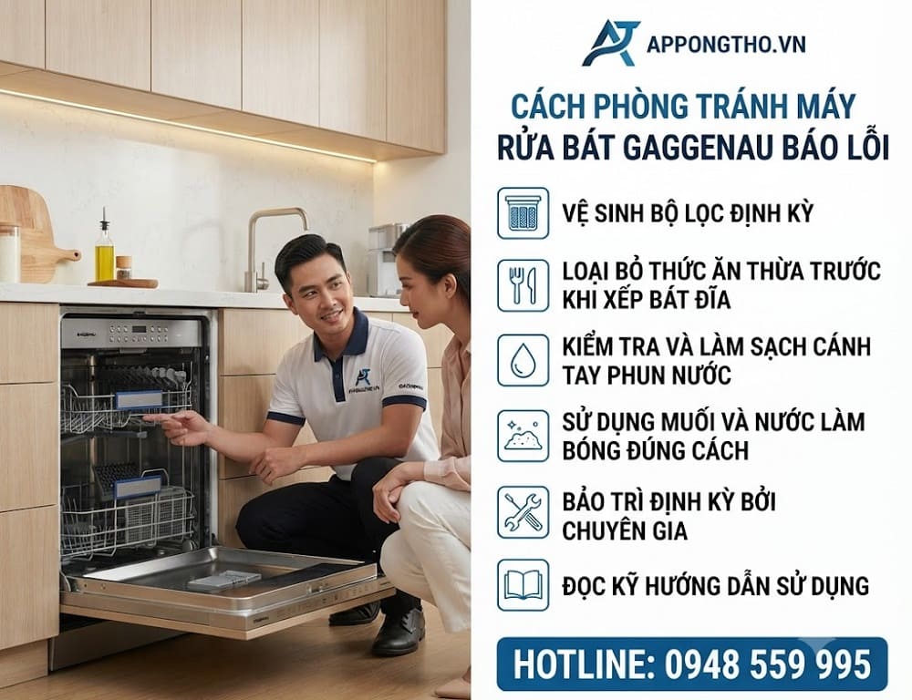 Bảng mã lỗi máy rửa bát Gaggenau