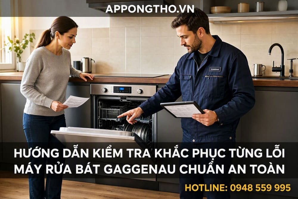1. Máy rửa bát Gaggenau báo E:01, E:02 – Lỗi bo mạch