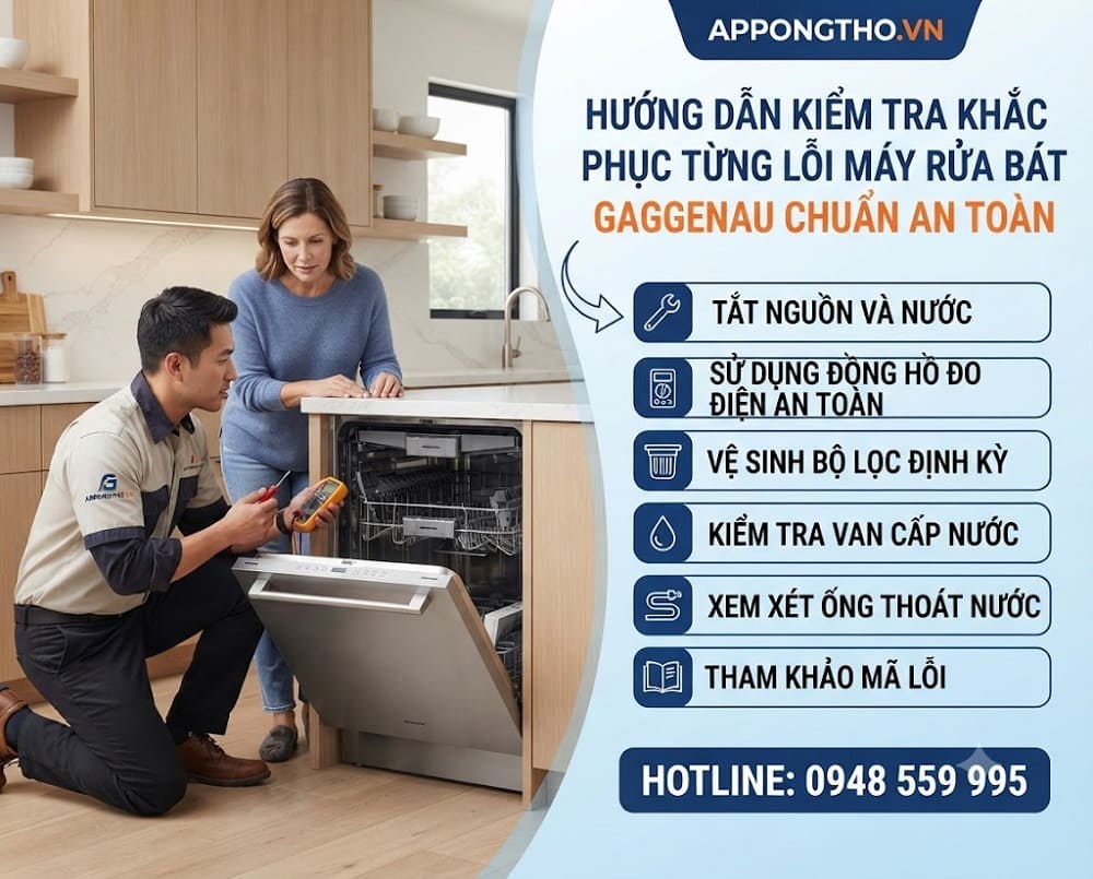 4. Máy rửa bát Gaggenau báo E:06 – Lỗi cảm biến cửa