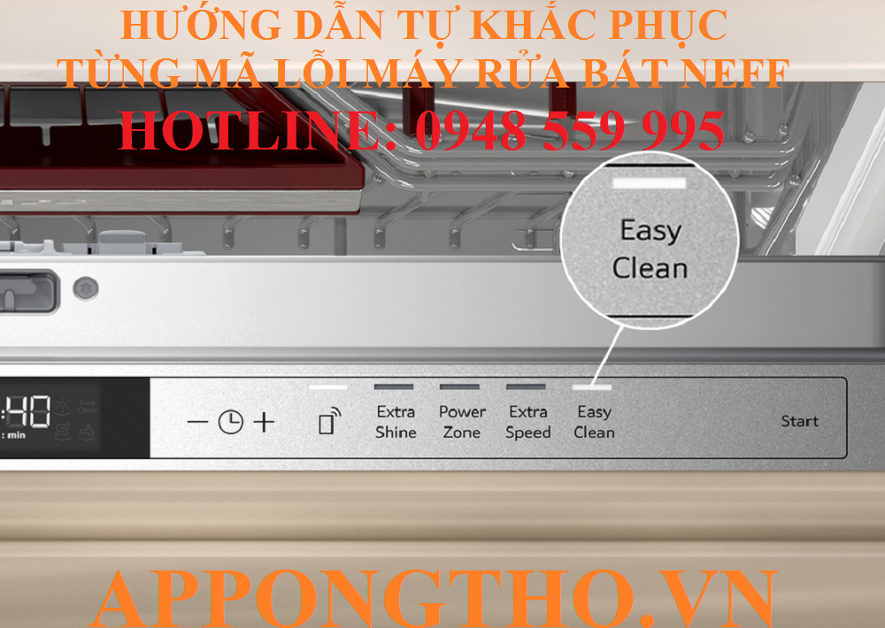 21. Khắc phục lỗi quá nước (F) trên máy rửa bát Neff