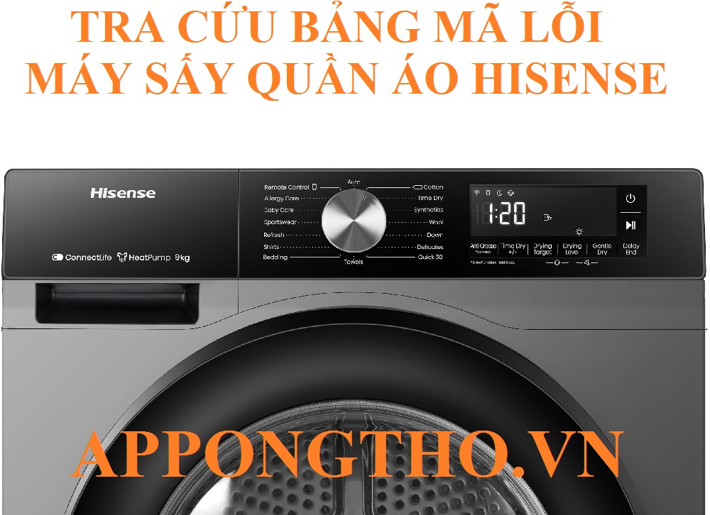 Hướng dẫn khắc phục từng lỗi trên máy sấy quần áo Hisense