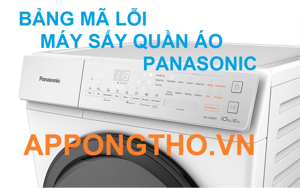 20 Lỗi biểu tượng máy sấy quần áo Panasonic