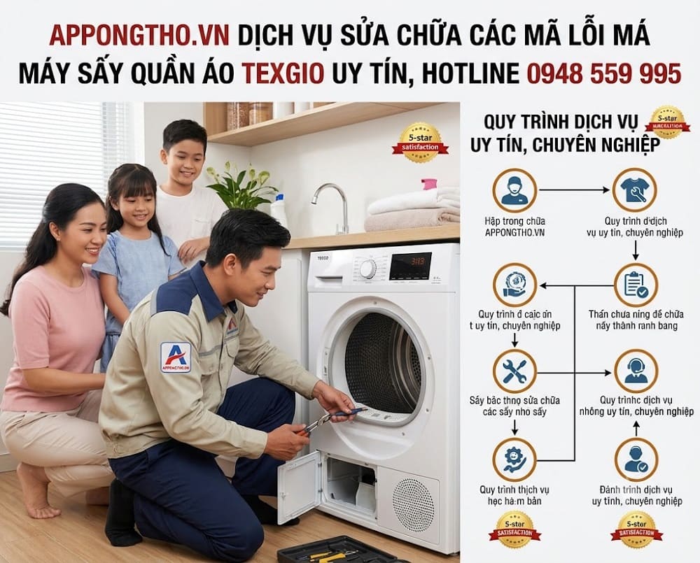 Dịch vụ sửa mã lỗi máy sấy quần áo Texgio