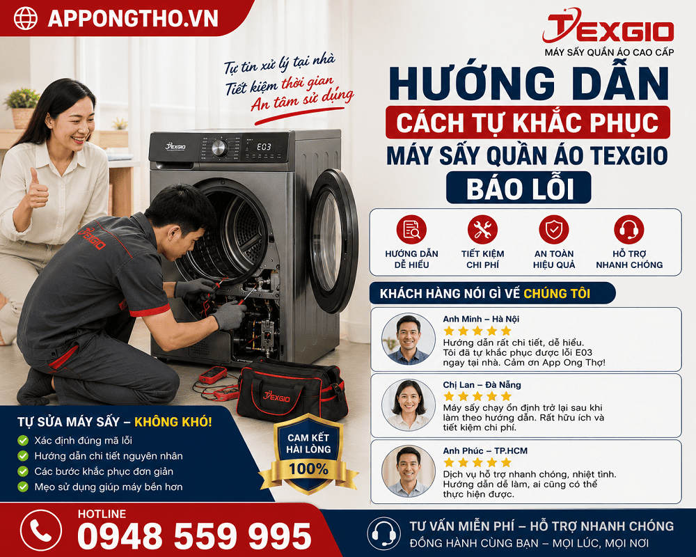 Cách phòng tránh máy sấy quần áo Texgio báo lỗi