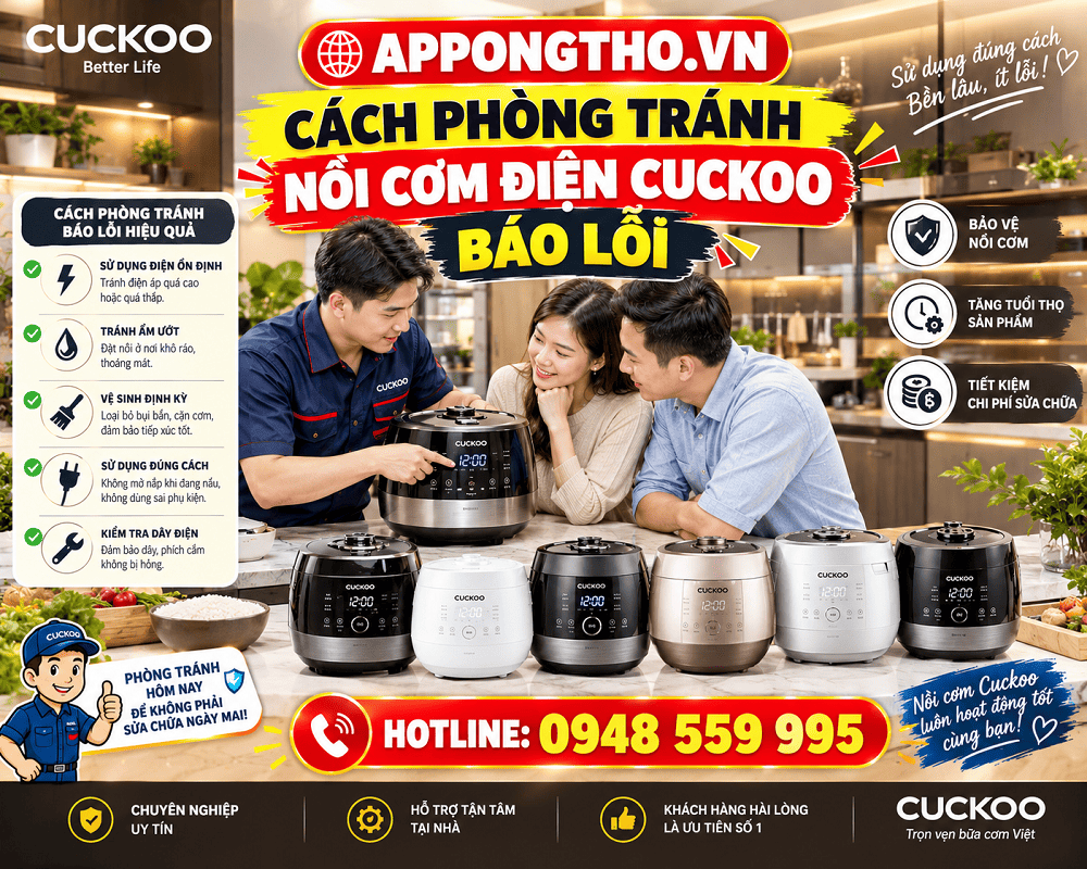 9. Nồi cơm điện Cuckoo báo Edo – Lỗi vị trí khóa