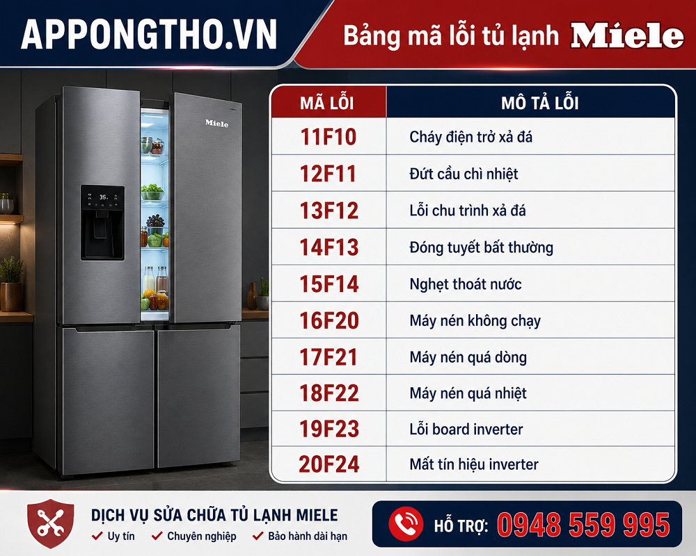 5. Khắc phục tủ lạnh Miele lỗi F13 – Đóng tuyết