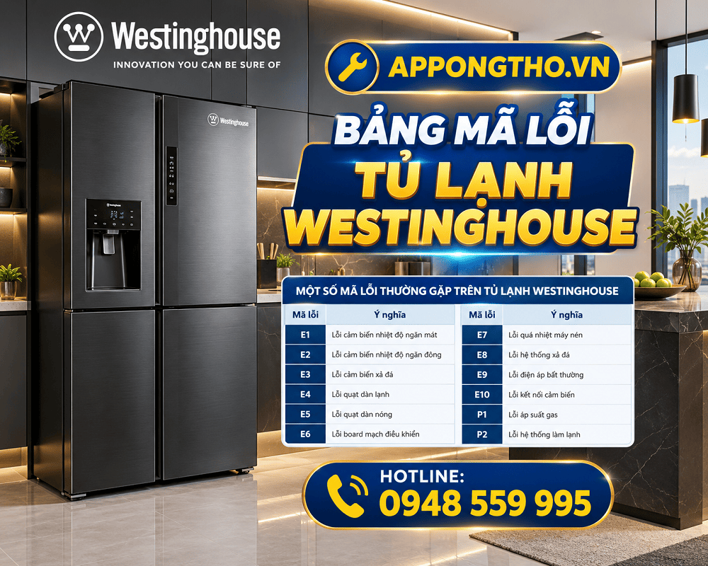 1. Tủ lạnh Westinghouse báo CE, E6 – Lỗi giao tiếp