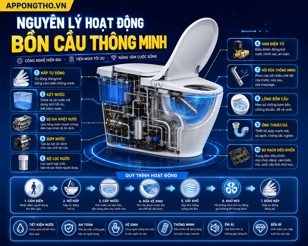 Nguyên lý hoạt động bồn cầu thông minh