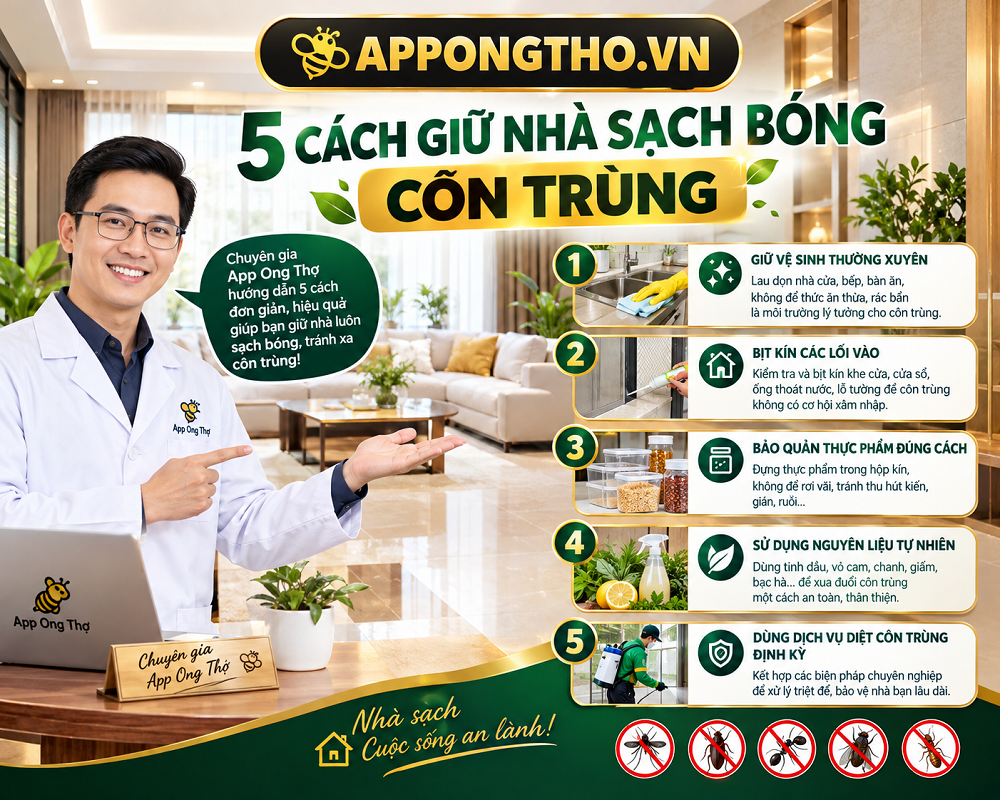 Mách Bạn 5 Mẹo Giữ Nhà Sạch Không Có Bóng Côn Trùng