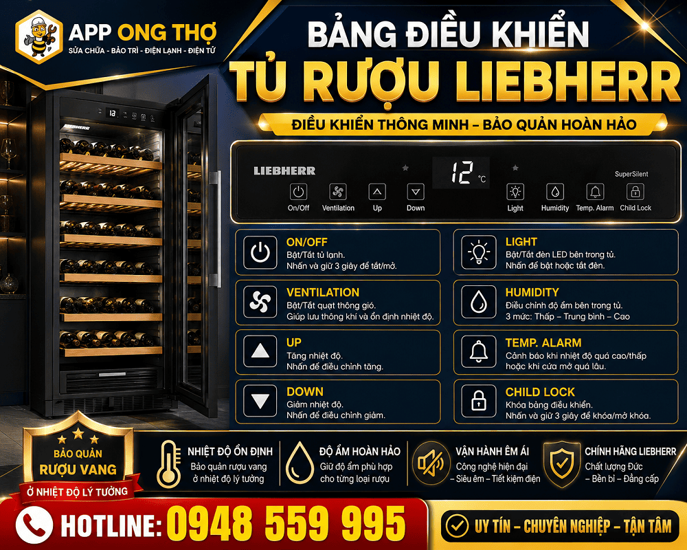 Cách cài đặt sử dụng tủ rượu Liebherr chuẩn từng chức năng