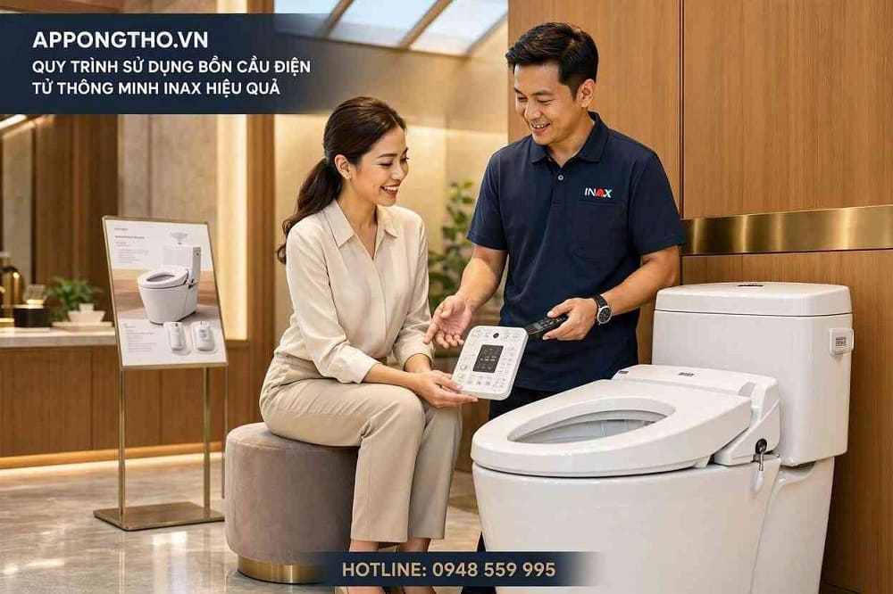 3. Sử dụng SHOWER – Rửa sau trên bồn cầu INAX