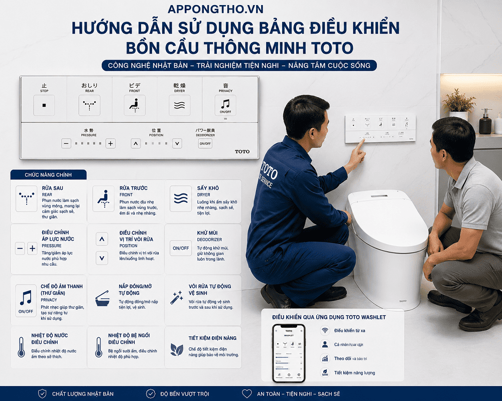 16. Cài đặt Auto Flush (Tự động xả) trên bồn cầu thông minh TOTO
