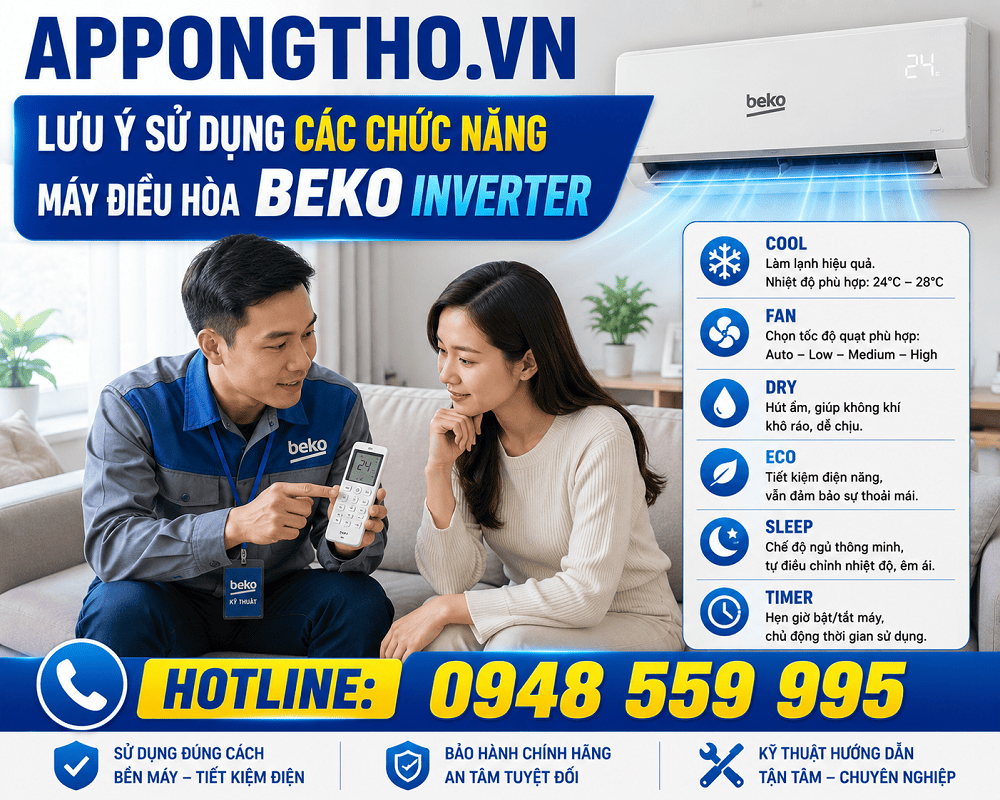 3. Cài đặt tăng/giảm nhiệt – TEMP ▲▼ cho điều hòa Beko