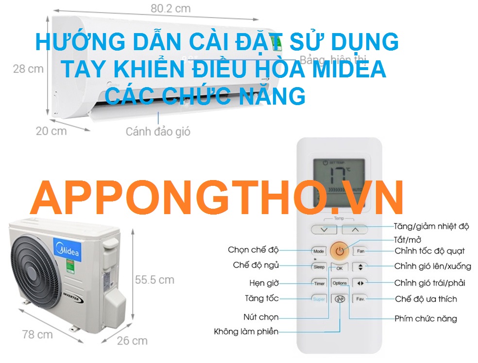 Sử Dụng Điều Hòa Midea Full Cài Đặt Tay Khiển 40 Chức Năng