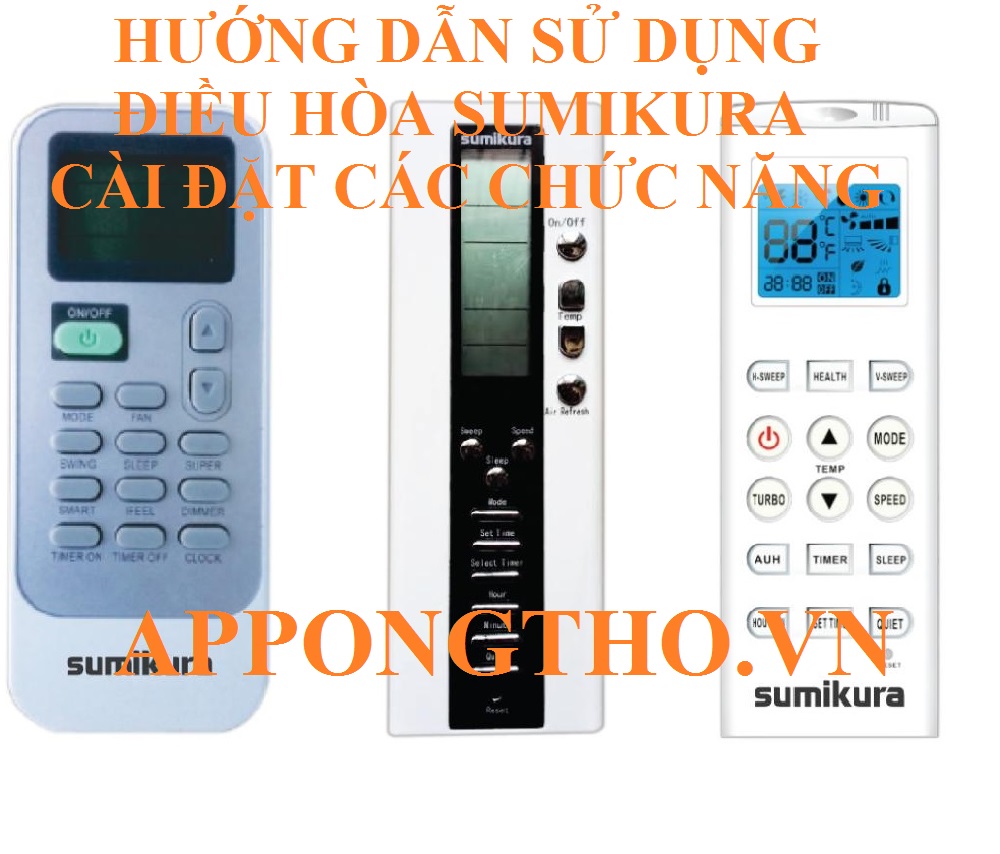Bảng nút phím bấm trên tay khiển điều hòa Sumikura
