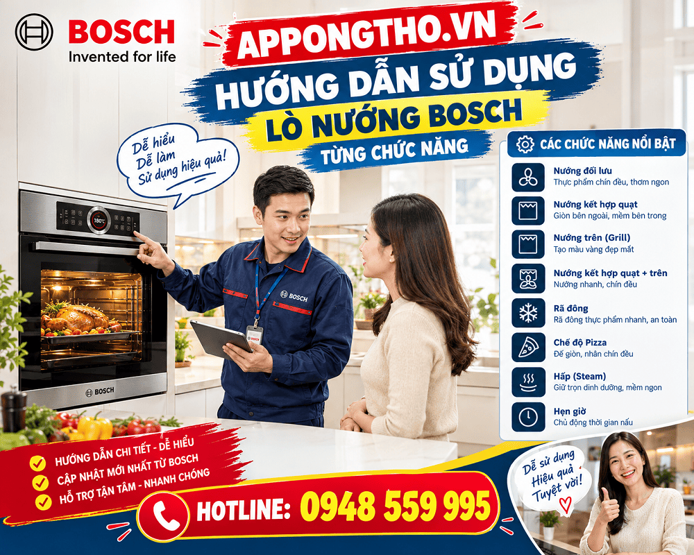12. Cách xác nhận (OK) lò nướng Bosch