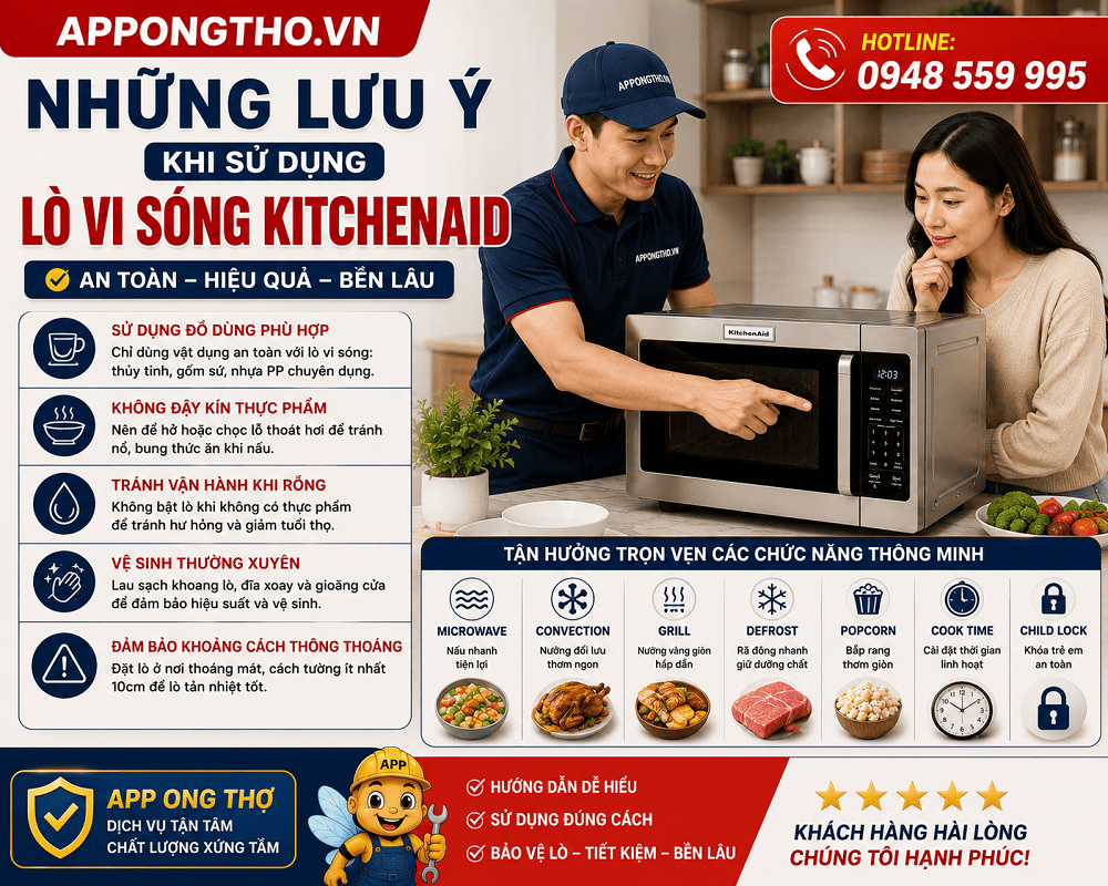 19. Chỉnh đồng hồ (CLOCK, 🕒) trên lò vi sóng KitchenAid