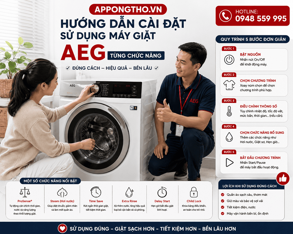 9. Cài đặt tiết kiệm điện nước (Eco) trên máy giặt AEG