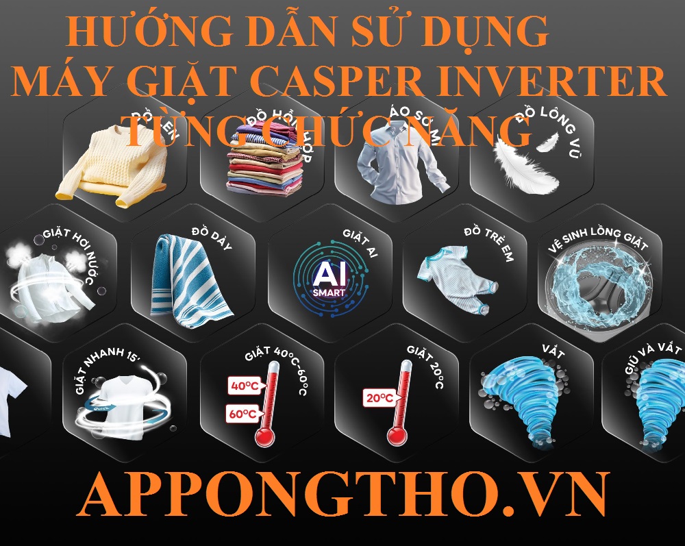 Hướng dẫn sử dụng máy giặt Casper các chức năng