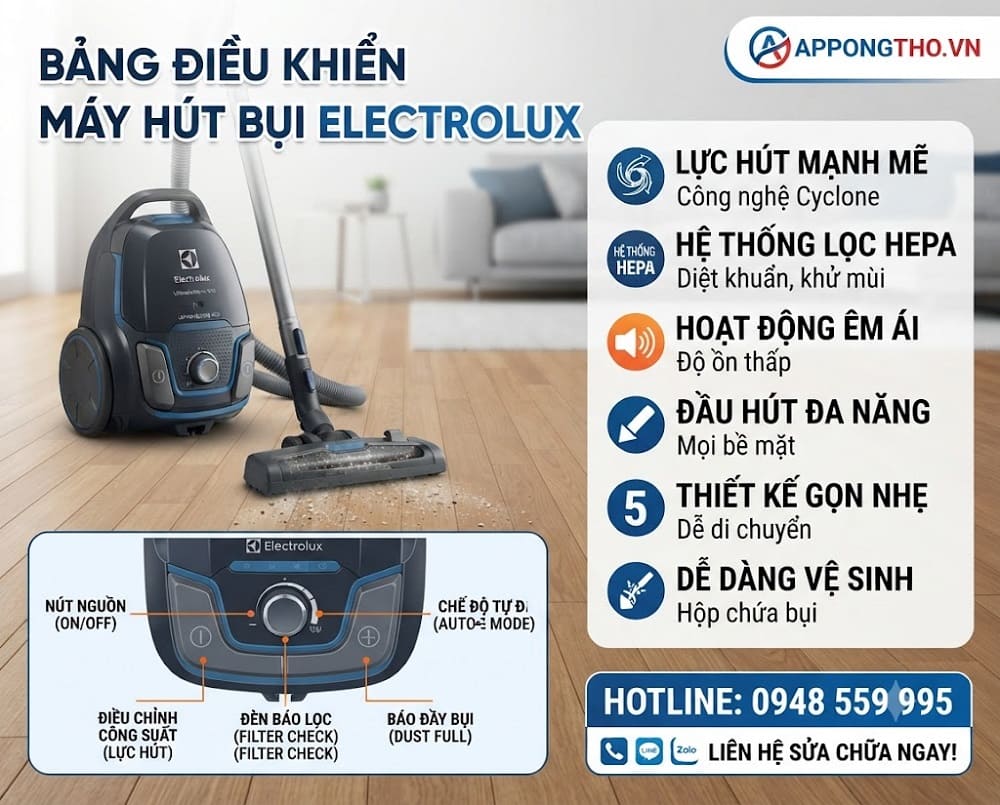 4. Cách Hút mạnh – MAX trên máy hút bụi Electrolux