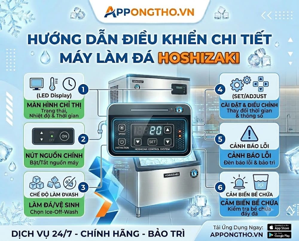 13. Cài đặt PUMP – Bơm nước máy làm đá Hoshizaki
