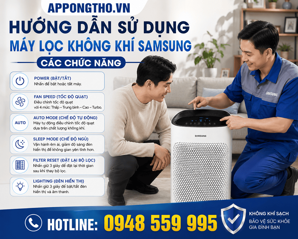 15. Cách kết nối mạng (Wi-Fi) trên máy lọc không khí Samsung