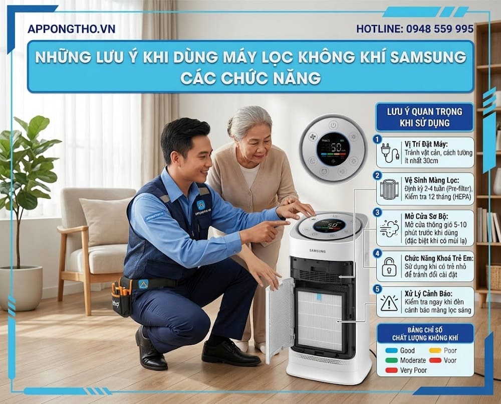 9 Sự cố thường gặp khi dùng máy lọc không khí Samsung