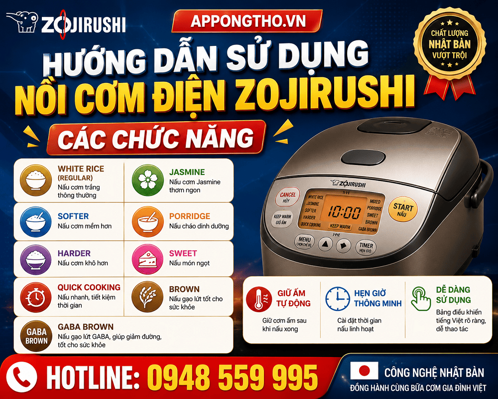 Cách cài đặt từng chức năng trên nồi cơm điện Zojirushi tối ưu