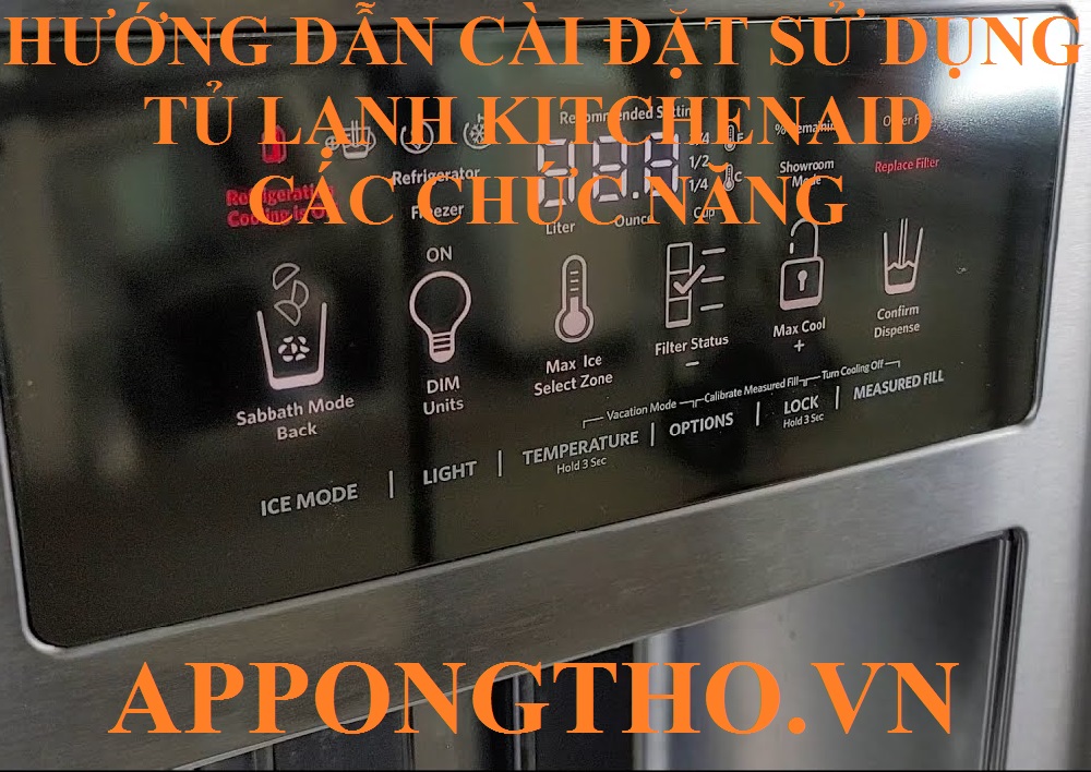 Bảng điều khiển nút phím bấm trên tủ lạnh KitchenAid