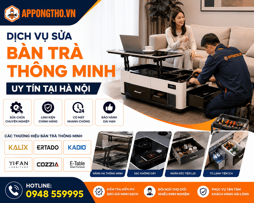 30 Địa chỉ sửa bàn trà tích hợp tủ lạnh & loa tại Hà Nội