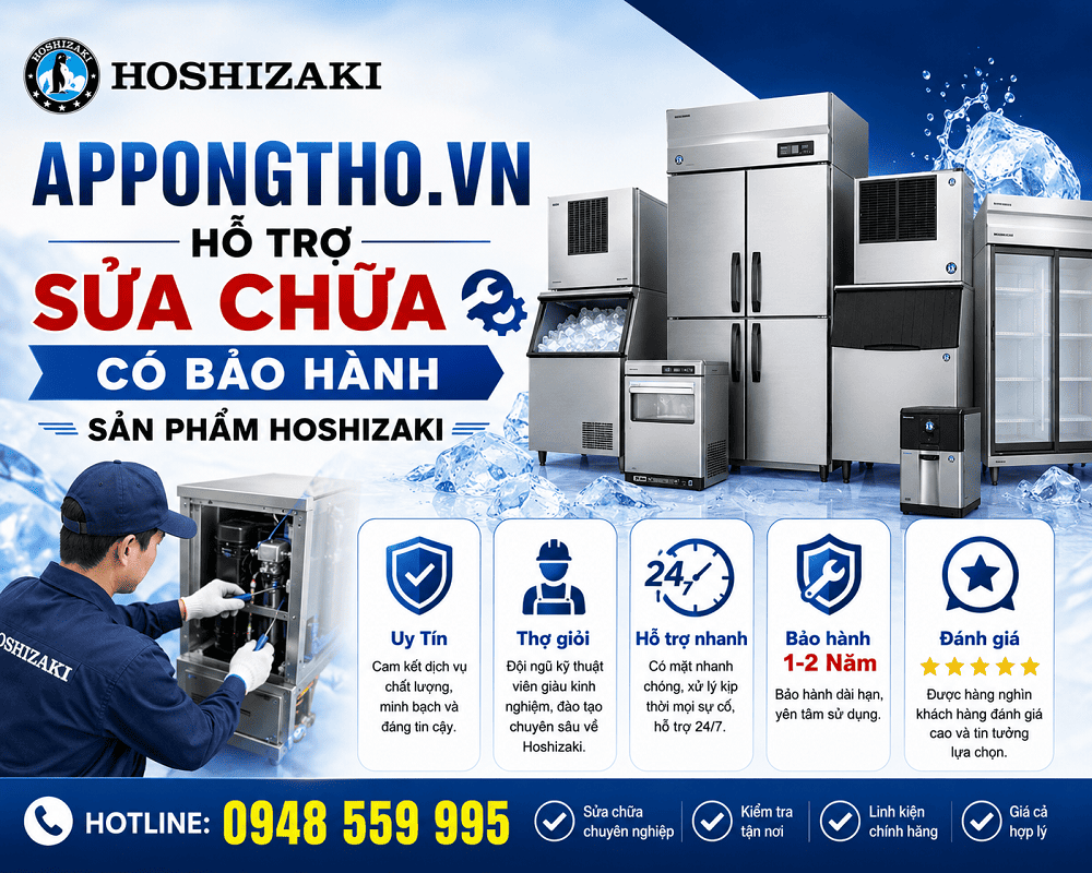 30 Địa chỉ hỗ trợ sau bảo hành Hoshizaki tại Hà Nội