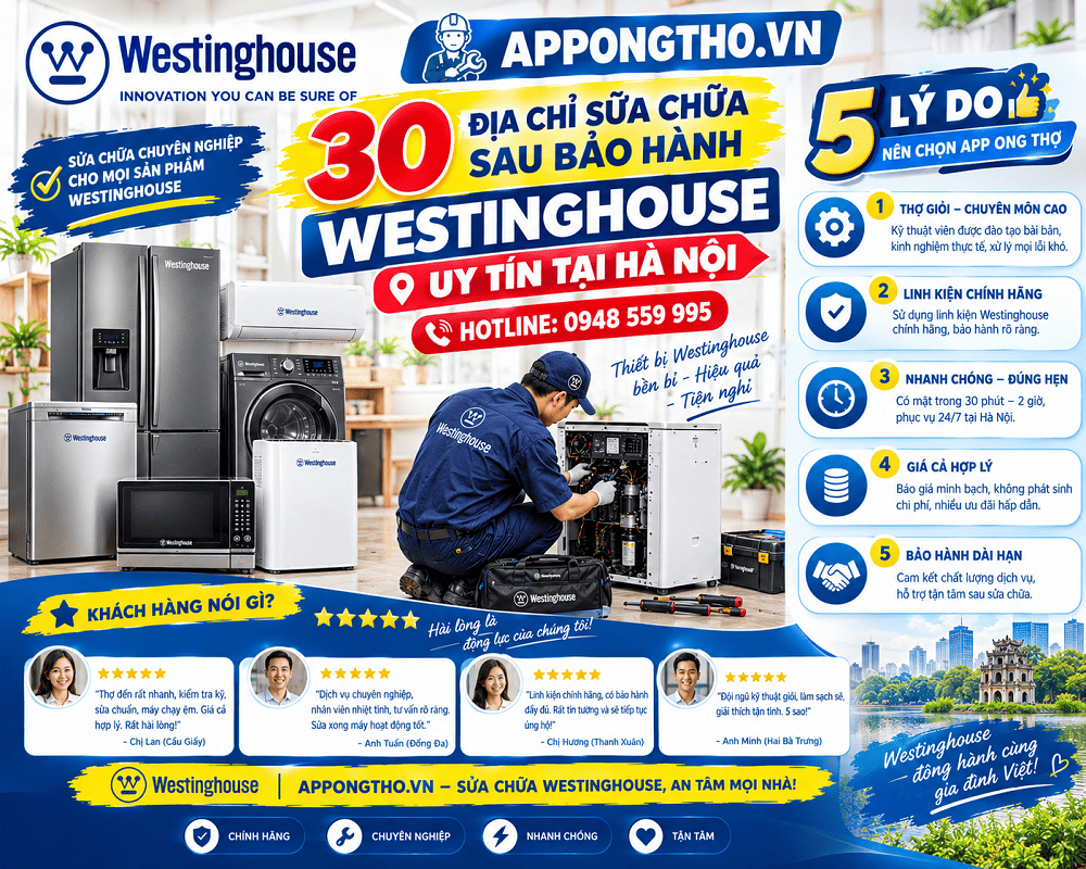 14. Sửa chữa sau bảo hành Westinghouse tại Gia Lâm - Hà Nội