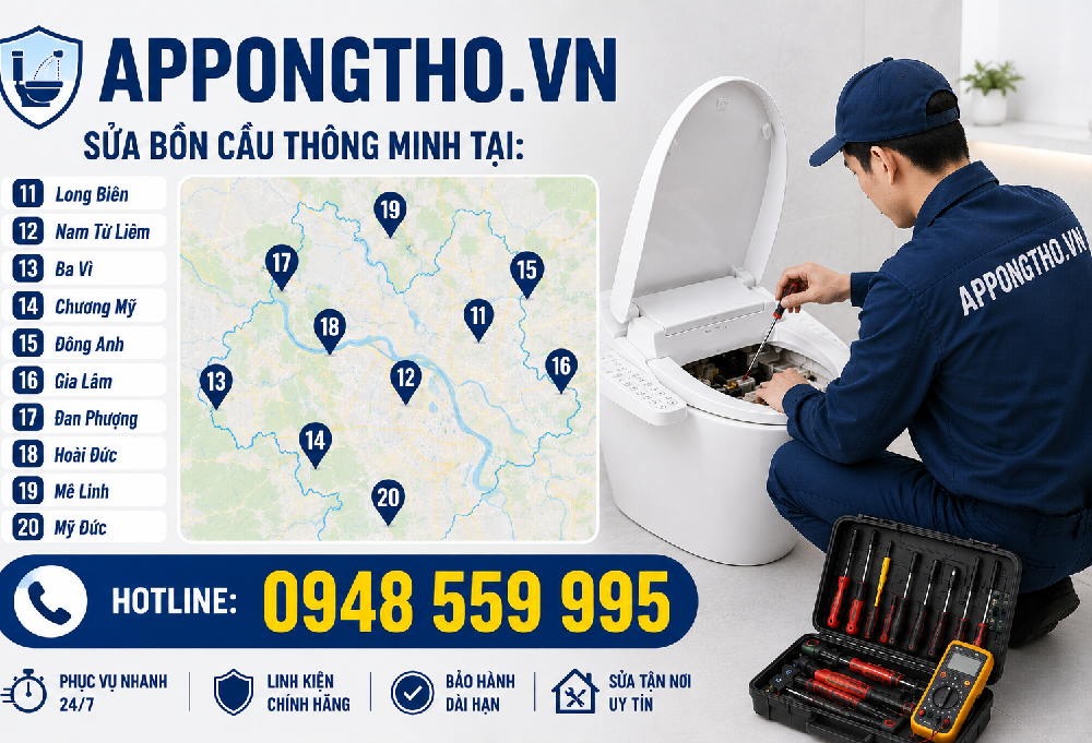 9. Sửa bồn cầu điện tử thông minh tại Hoàng Mai - Hà Nội