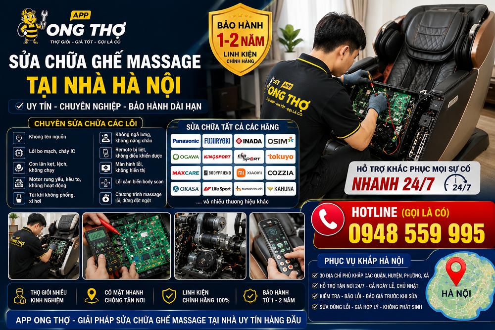 9. Sửa chữa ghế massage tại Hoàng Mai - Hà Nội