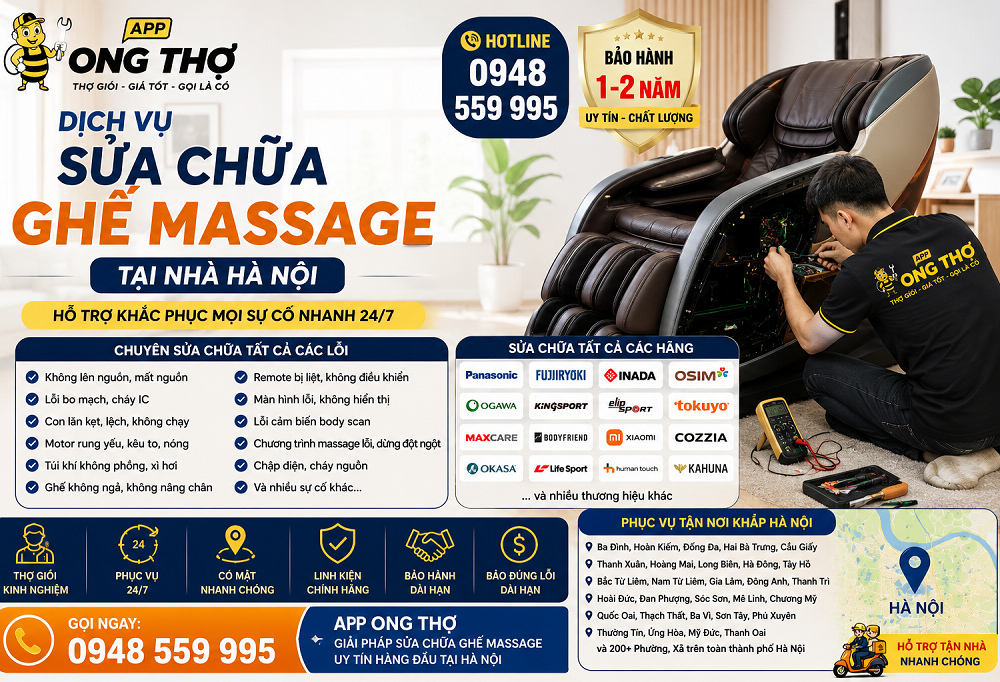 11. Sửa chữa ghế massage tại Long Biên - Hà Nội