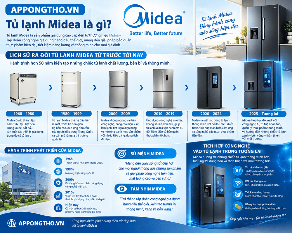 Tủ Lạnh Midea Nước Nào Sản Xuất? Sứ Mệnh & Tầm Nhìn, Công Nghệ