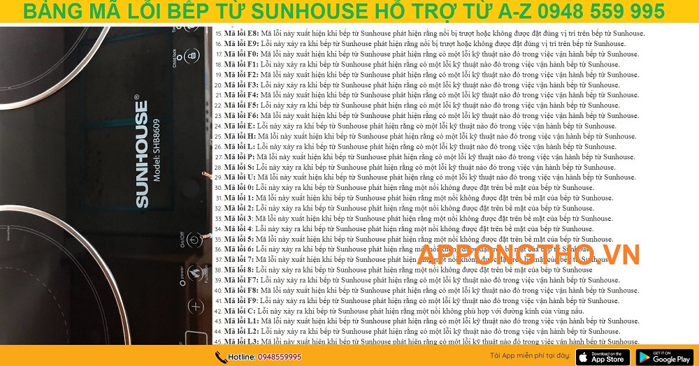 48+ Mã Lỗi Bếp Từ Sunhouse Nguyên Nhân & Cách Khắc Phục Từ A-Z