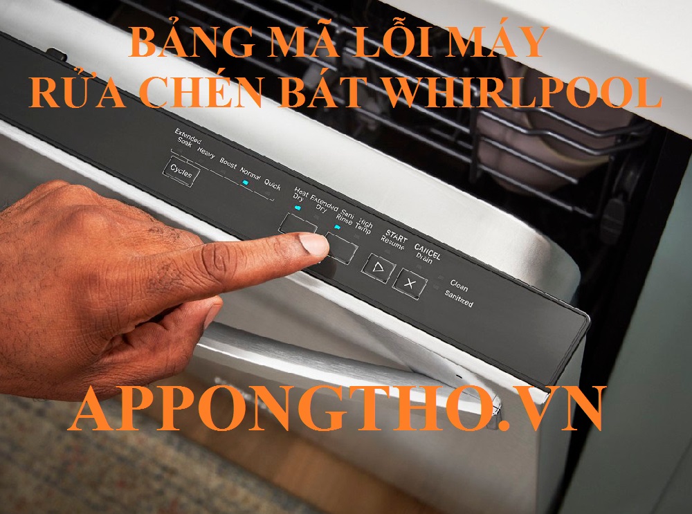 Bảng mã lỗi máy rửa bát Whirlpool