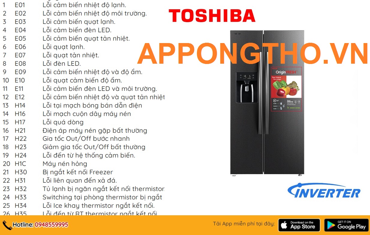 Tốp 67+ Mã Lỗi Tủ Lạnh Toshiba inverter, Nội Địa Nhật 110V
