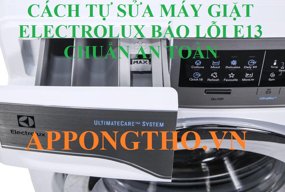 Máy giặt electrolux báo lỗi E13 vì nước đang dò rỉ ra sàn