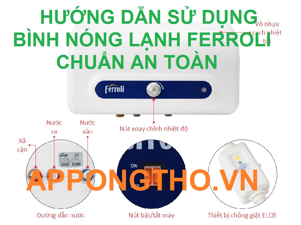 Hướng dẫn sử dụng bình nóng lạnh Ferroli an toàn