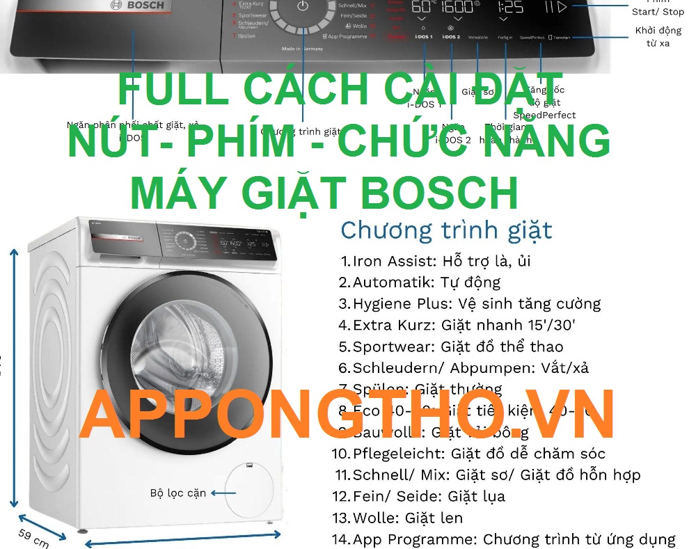 Sử Dụng Máy Giặt Bosch Cài Đặt Full