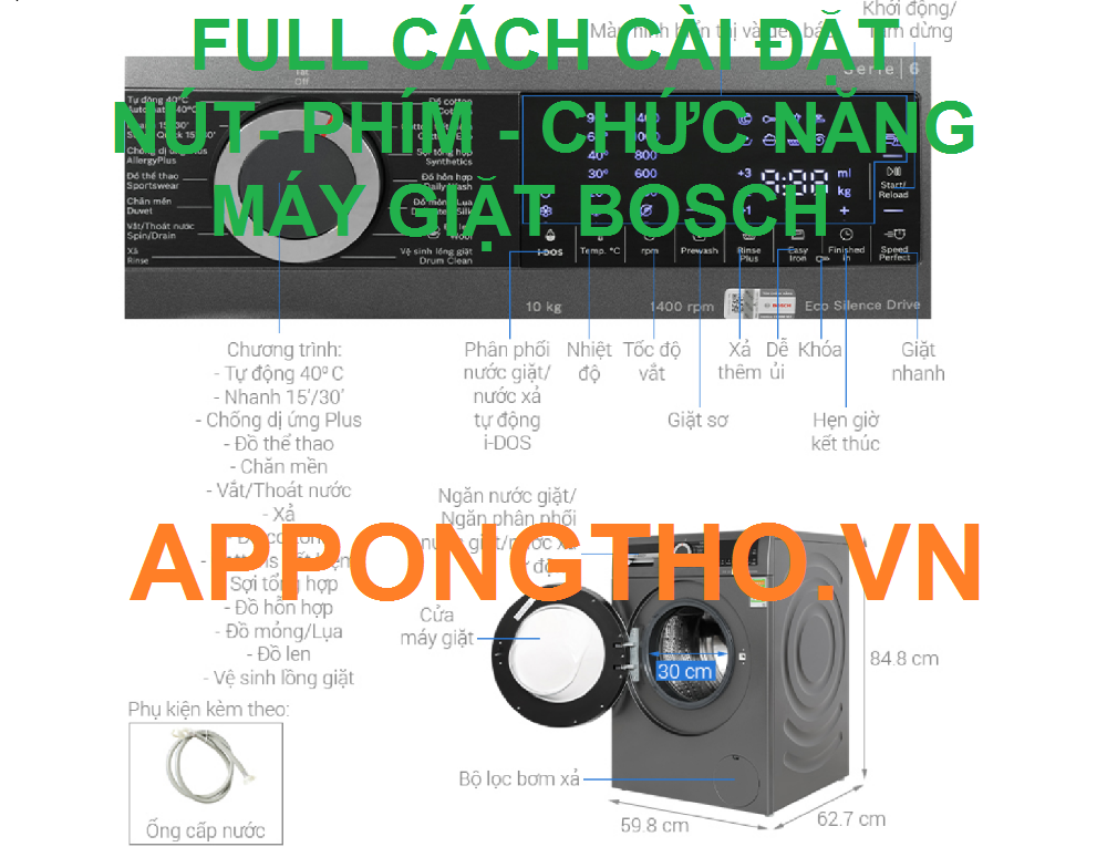 Hướng Dẫn Sử Dụng Máy Giặt Bosch Cài Đặt Full Chức Năng